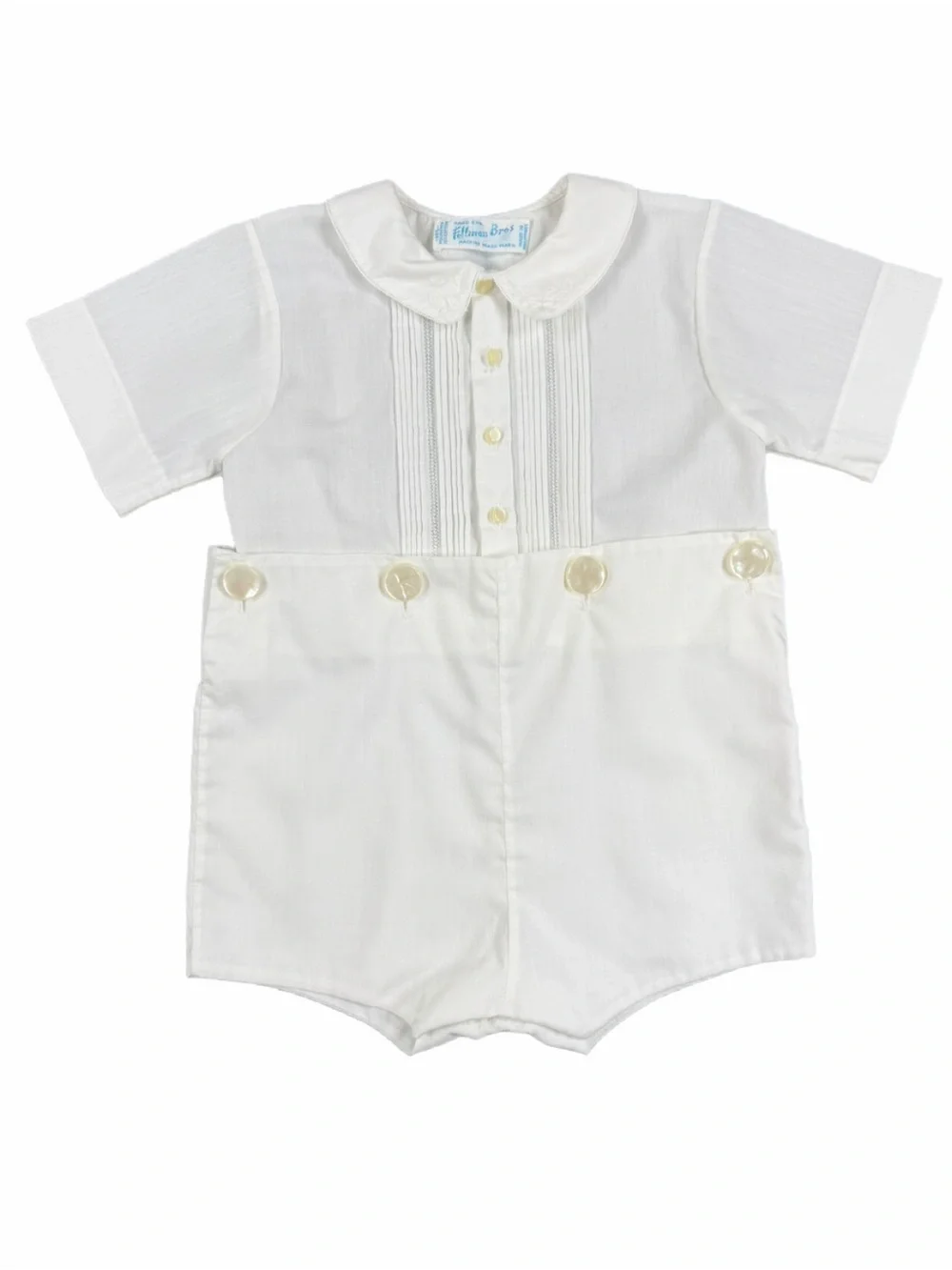 FELTMAN BROS Baby Boys White Two Piece Classic Bobby Suit - 9M
